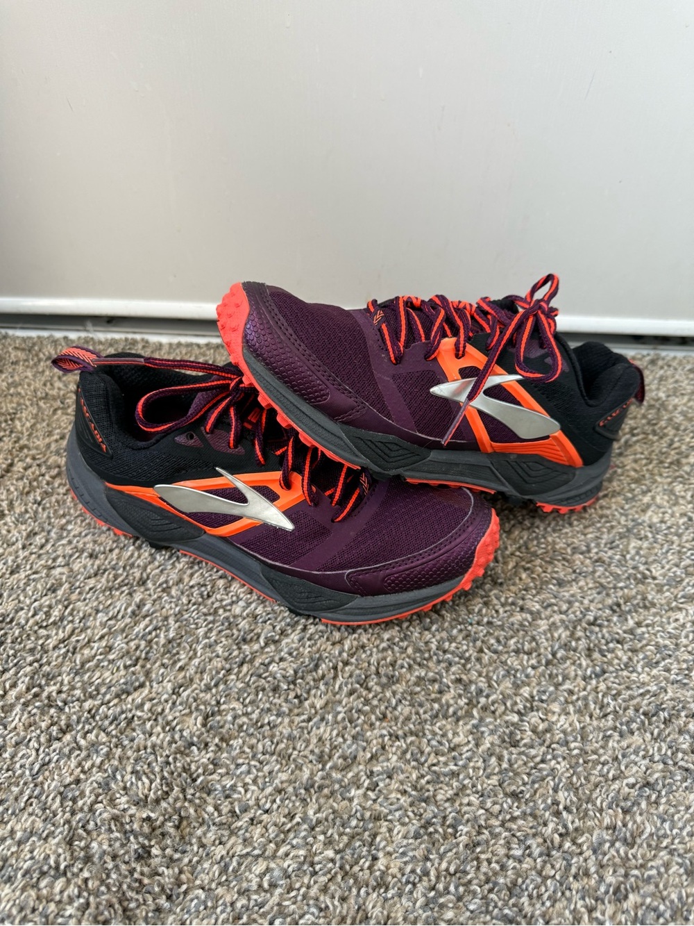 Brooks Cascadia 12 Purple and Orange Trail Runners - Picture 1 of 6